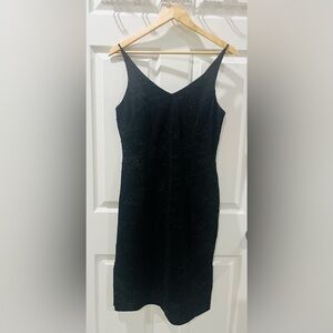 Vintage Beaded Betsy & Adam Black Floral Mini Dress